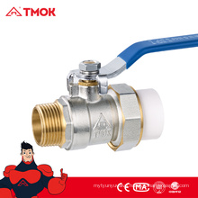 TMOK male thread forged PPR union brass ball valve two-way type for water gas oil with CE certification and low pressure